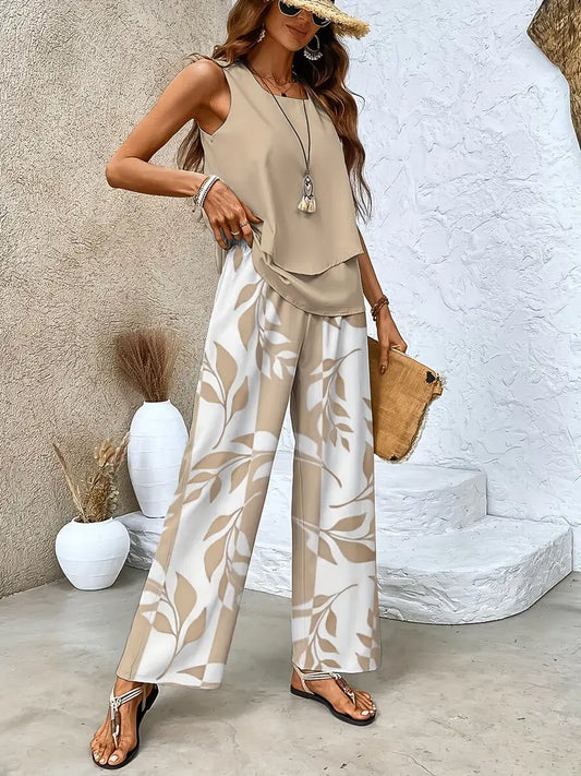 Zweiteiler mit langer Hose und ärmellosem Top