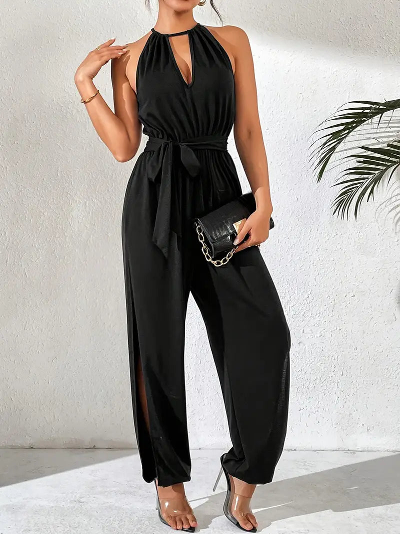Eleganter Jumpsuit mit tiefem V-Ausschnitt